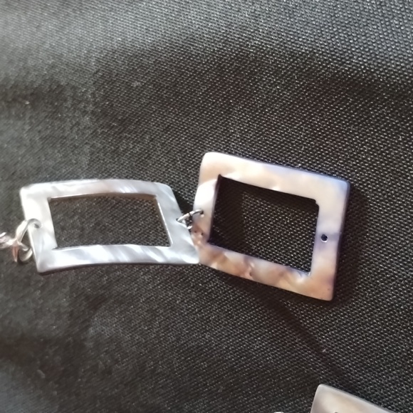 Earrings Hand Crafted Sea Shell type beads greyish blue. - Picture 3 of 4